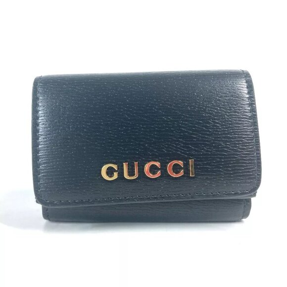 GUCCI logo Script Wallet Compact Wallet Mini Wallet Trifold wallet Unused - Picture 1 of 14